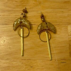 Gold & Resin Statement Earrings — Modern Geometric Design